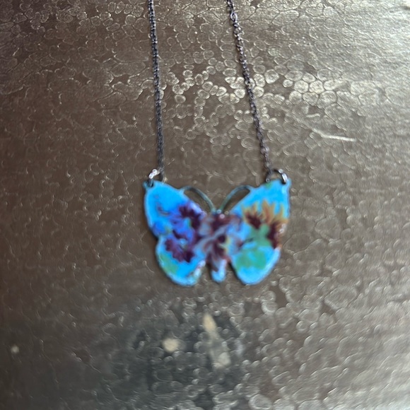 Butterfly enameled necklace - Picture 1 of 5
